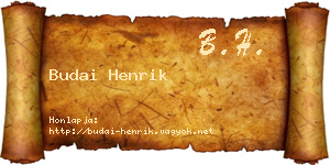 Budai Henrik névjegykártya